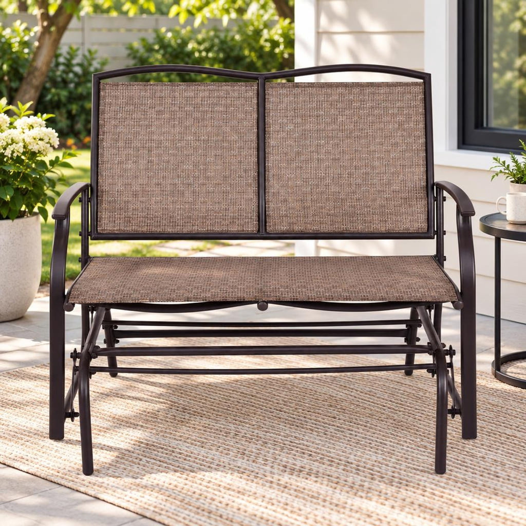 Airfind Outdoor Iron Patio Rocking Chair for Backyard and Lawn, 396 lbs Capacity, Steel and textilene Frame, 41.3 x 28.1 x 36.6 Footprint, Black