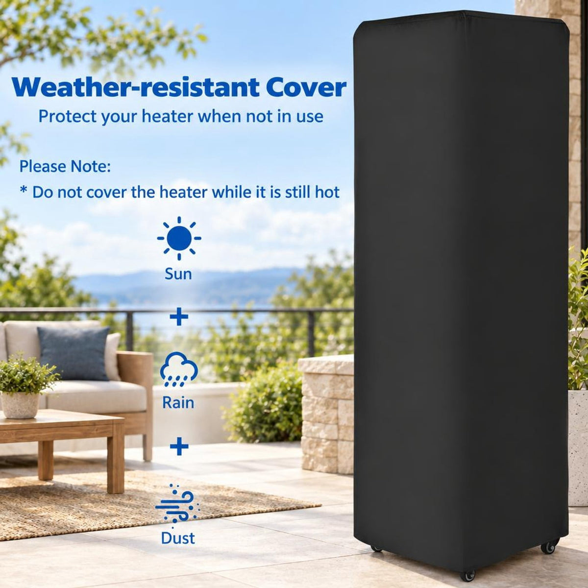 Airfind 41 000 BTU Propane Patio Heater with Metal Hood, 15.5 x 15.5 x 62 (L x W x H) Heat Output: 41 000 BTU Footprint, Gray