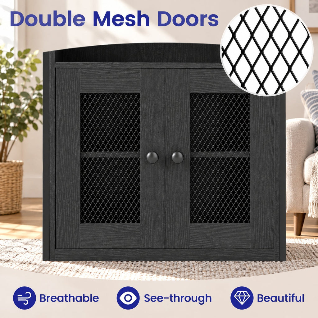 Airfind Over-the-toilet Storage Cabinet featuring Heavy-duty Metal Frame 2-door Freestanding, Engineered Wood Metal Frame, Black