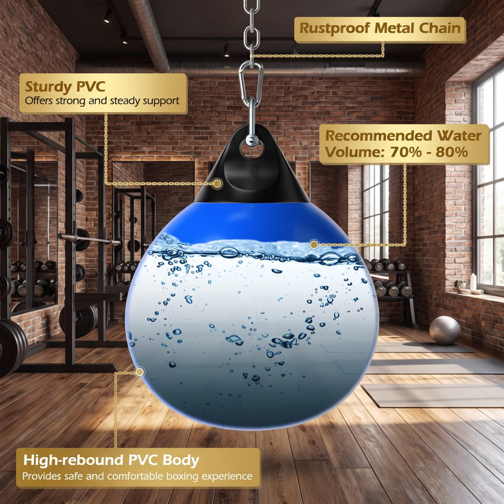Airfind 21 Inch Water Aqua Punching Bag with Adjustable Metal Chain and Water Hose for Home Gym Boxing and Reaction Training, Blue