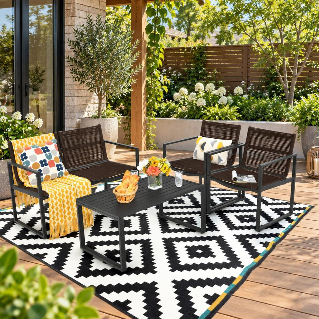 Airfind 4 Pieces Patio Furniture Conversation Set with Sofa Loveseat, 500 lbs Capacity, Steel polyester Frame, 24 Inch x 26 Inch x 32 Inch Footprint