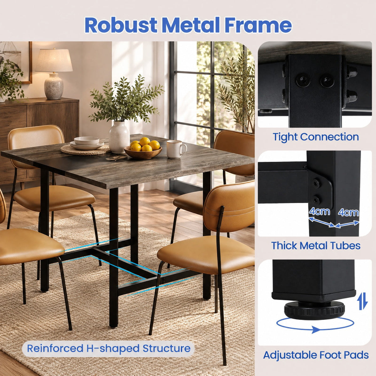 Airfind 39.5 Inches Square Conference Table Meeting Room Table with Thickened Tabletop, 200 lbs Capacity, Engineered Wood Metal Frame, Gray