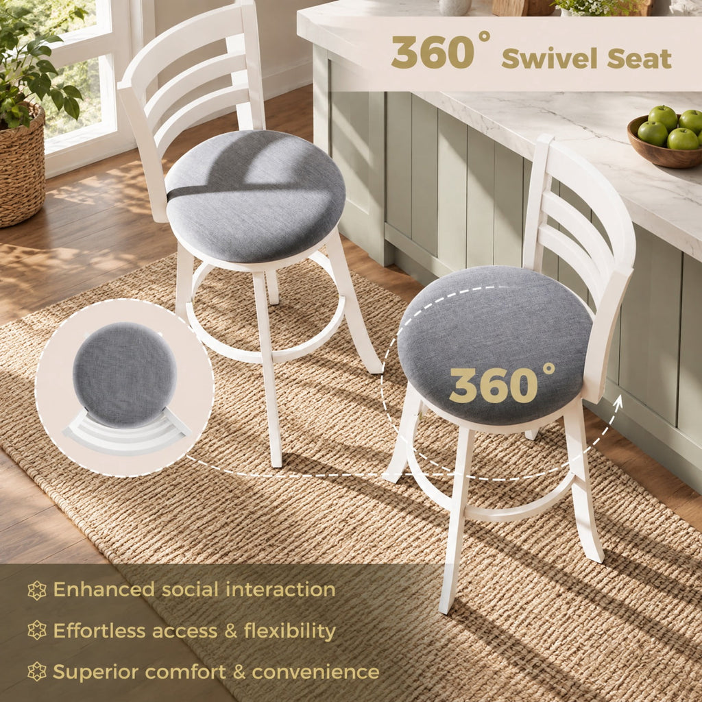 Airfind 25 Inch /30.5 Inch Swivel Barstools Set of 2 360° Rotating Bar/Counter Height Chairs with Upholstered Seat-30.5 Inch, 350 lbs Capacity