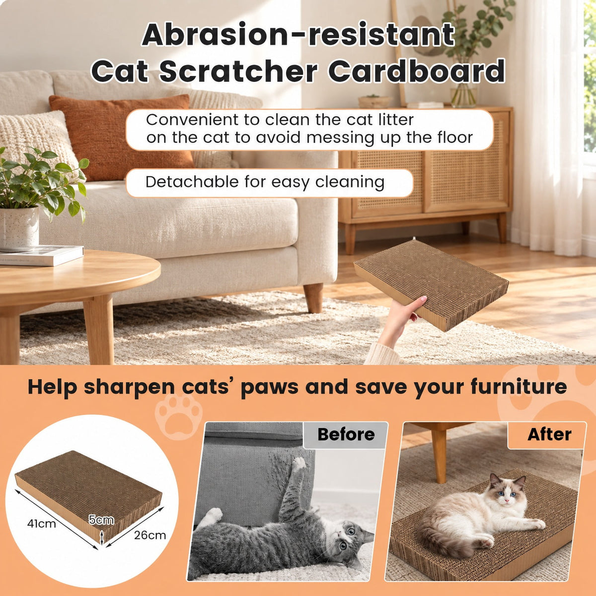 Airfind Hidden Cat Washroom with Double Doors and Scratch Cardboard, MDF Metal Frame, 35 x 17.5 x 29.5 Compartment Footprint, Coffee