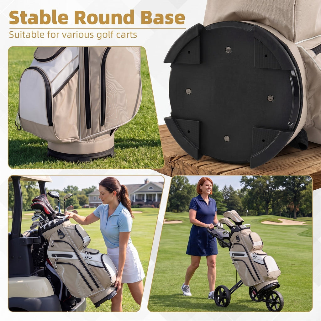 Airfind 14-Way Golf Cart Bag with Molded Lock Top Full-Length Dividers, 11 Pockets, Rain Hood and Umbrella Holder for Men and Women, Khaki