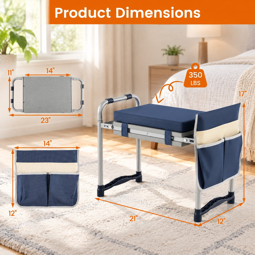 Airfind Garden Kneeler and Seat Foldable Gardening Stool with Wide EVA Foam Padding, 350 lbs Capacity, Metal EVA Frame, 21 x 12 x 17 Footprint