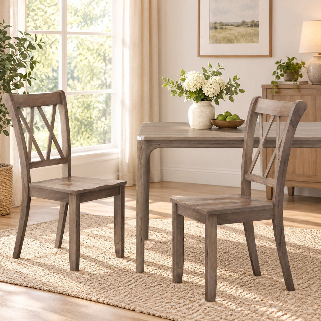 Airfind Set of 2 Wooden Dining Chairs Mid Century Farmhouse Retro Kitchen Chairs, 300 lbs Capacity, Rubber Wood Frame, 20 x 23.5 x 39 Footprint