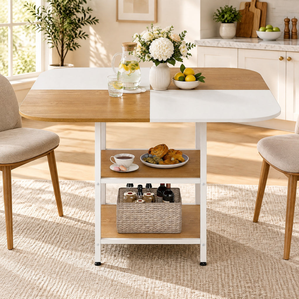 Airfind 47.5 inch Modern Dining Table Square Kitchen Table with Mix-colored Tabletop, 176 lbs Capacity, Engineered Wood Metal Frame, Coffee