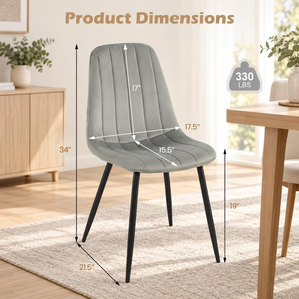Airfind Upholstered Fabric Dining Chairs Set of 4 with Sturdy Metal Legs and Curved Backrest, 330 lbs Capacity, Fabric Frame, Grey