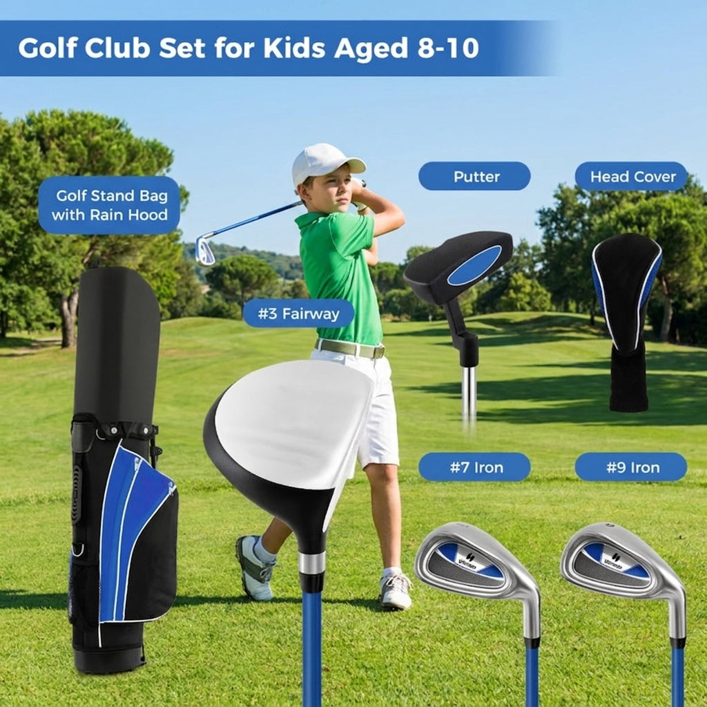 Airfind Womens Complete Golf Club Set with 10 Pieces Including an Alloy Driver and Carbon Fiber Shaft Plus Headcovers and a Lightweight Stand Bag as a Full Golf Set, Blue