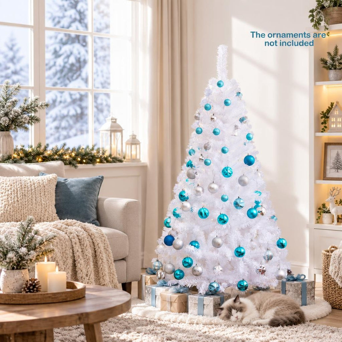 Airfind 5 ft White Artificial PVC Christmas Tree, PVC Frame, White, Made from brand new and high quality PVC, Durable metal stand to help prop the tree