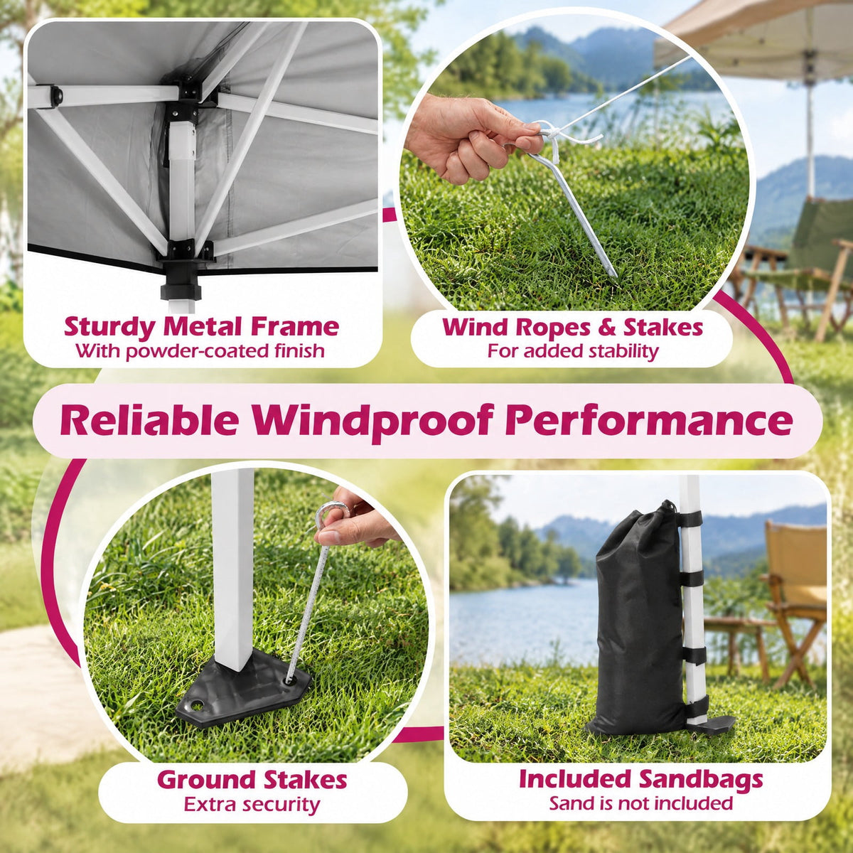 Airfind 10 x 10 Feet Foldable Commercial Pop-up Canopy with Roller Bag and Banner Strip, 10 x 10 x 8.9-9.5 ftCarrying bag Footprint, Black