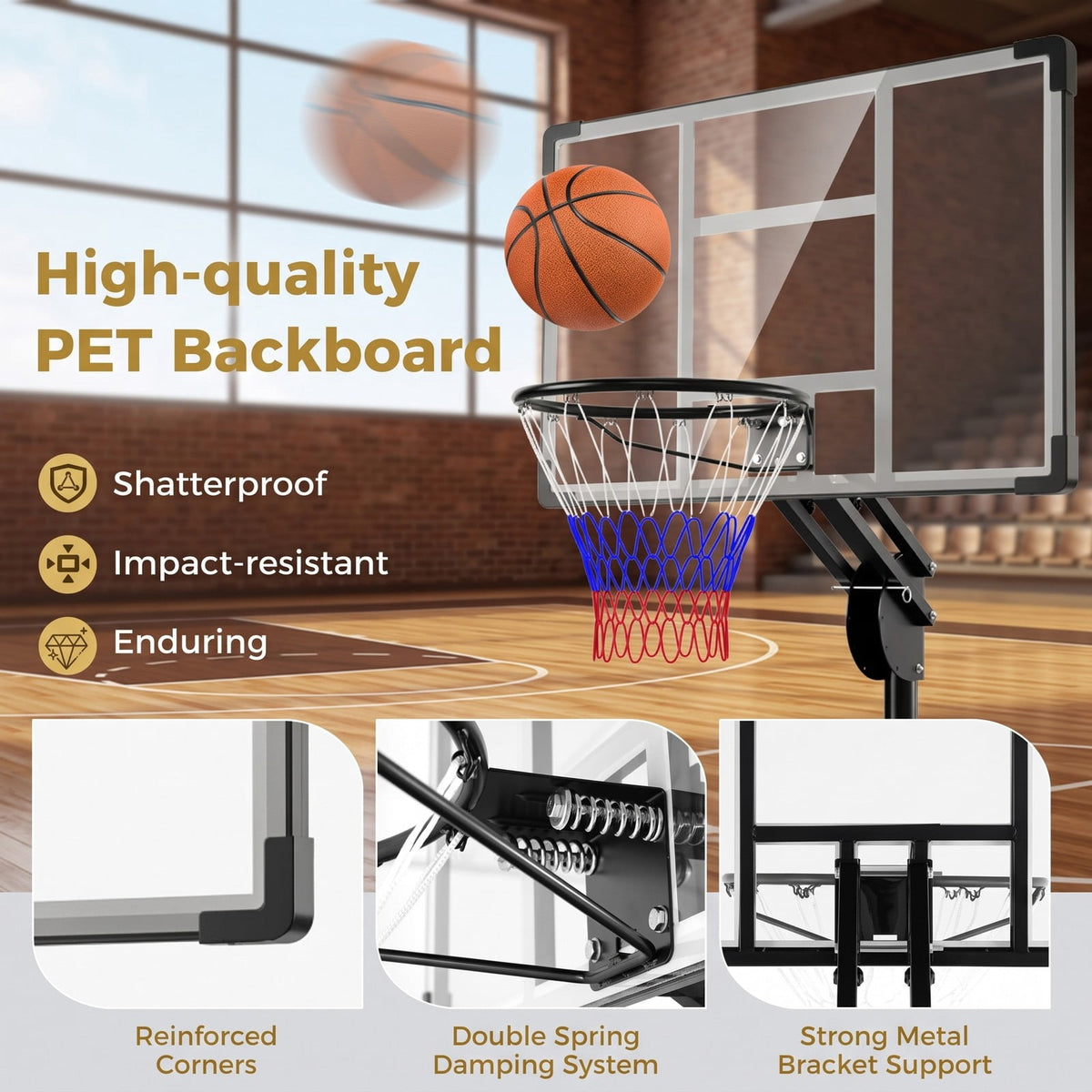 Airfind Portable Basketball Hoop System, 4.9-10 FT Height Adjustable Basketball Goal with Shatterproof Backboard, Fillable Base Weight Bag, 2 Wheels for Kids, Black