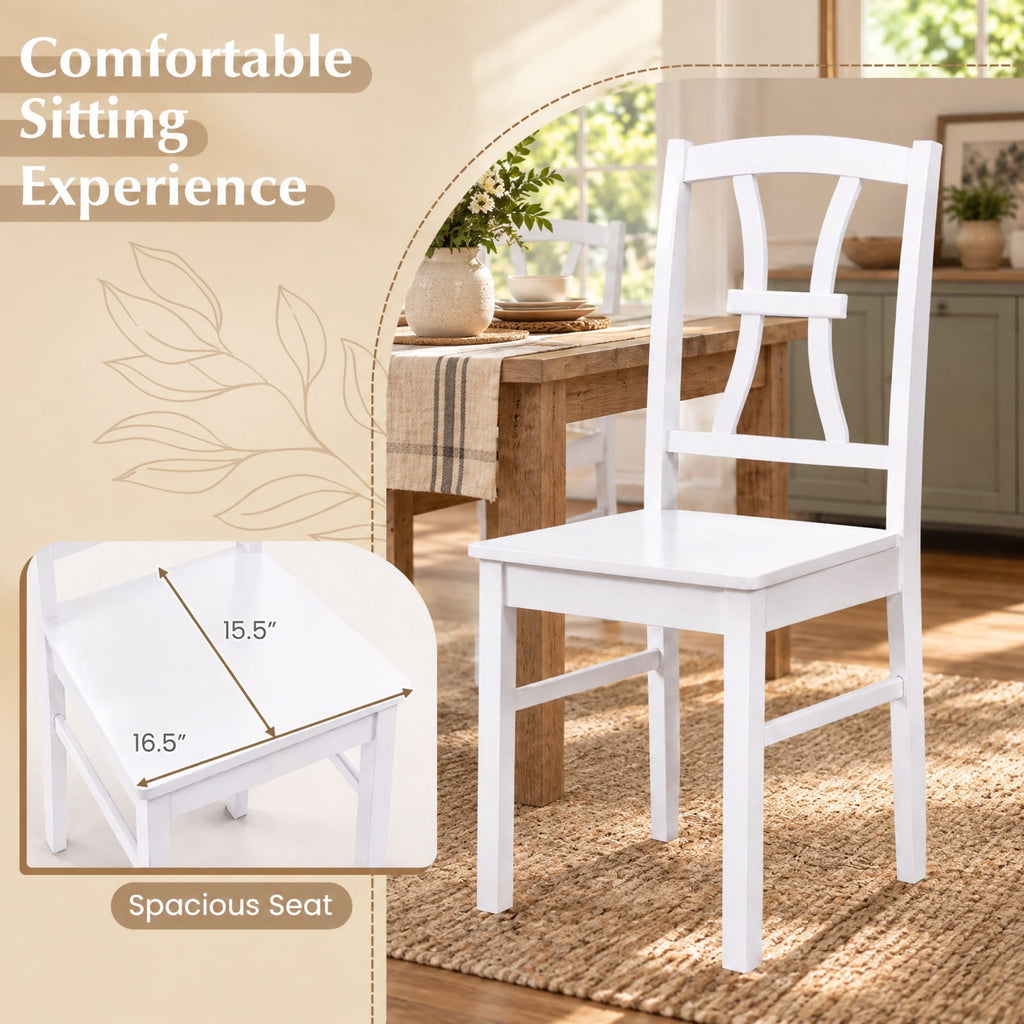 Airfind 400 lbs Capacity Dining Chair Set of 2 with Cross Backrest and Rubber Wood Frame, 400 lbs Capacity, Rubber Wood Engineered Wood Frame, White