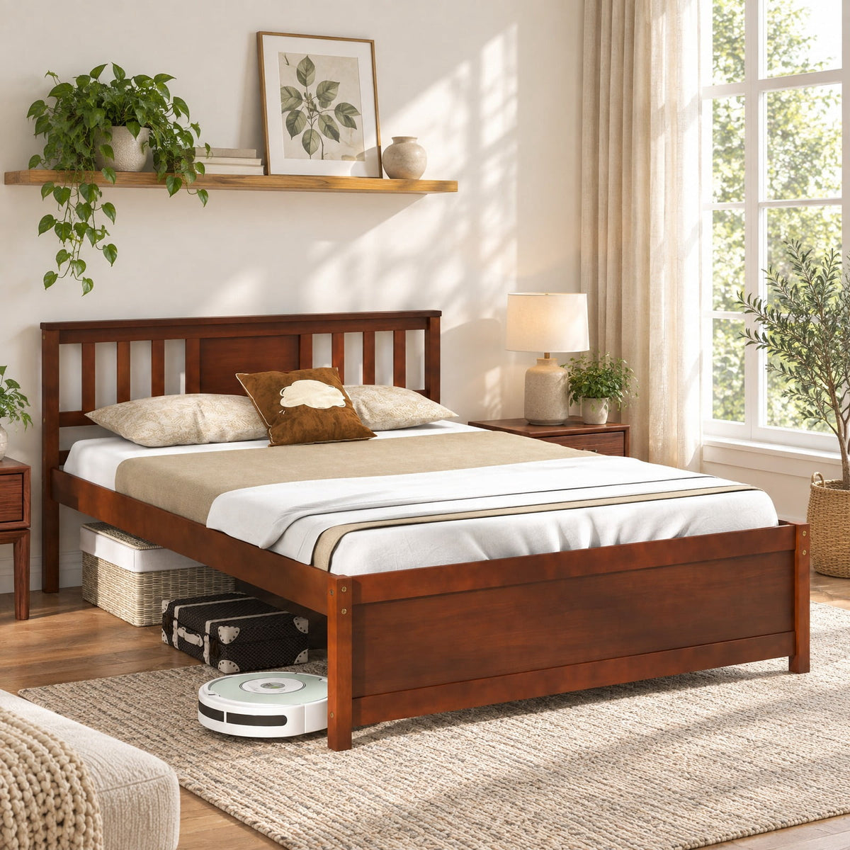 Airfind Wooden Platform Bed with Headboard and Wood Slat Support, 440 lbs Capacity, Pine Wood MDF Plywood Twin Frame, Wood