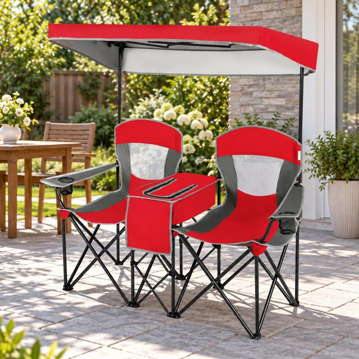 Airfind Patented Portable Folding Camping Canopy Chairs with Cup Holder, Steel oxford fabric Frame, 55.5 x 28.5 x 59.5 (L x W x H) The Footprint
