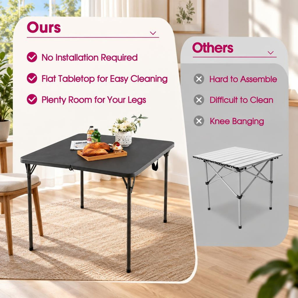 Airfind Folding Camping Table with All-Weather HDPE Tabletop and Rustproof Steel Frame, 330 lbs Capacity, HDPE Steel Frame, Gray