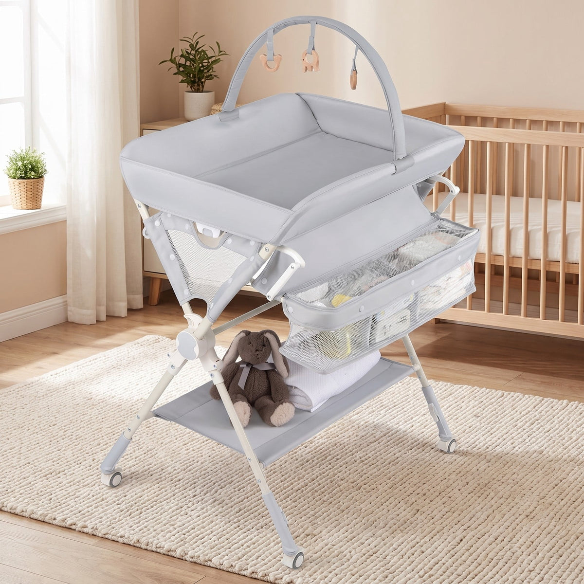 Airfind Youth Changing Table Foldable Diaper Changing Station with Storage Bag and Shelf, 55 lbs for Everyday Use, Unspecified