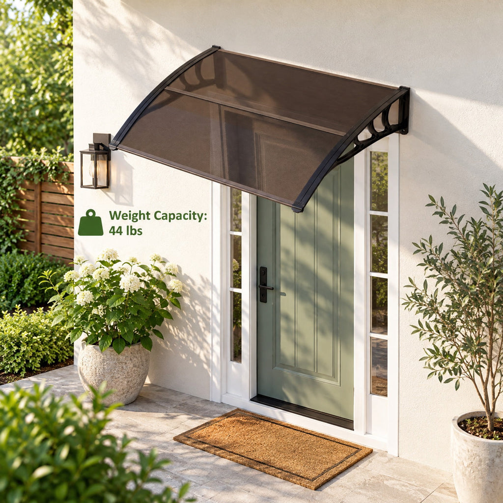 Airfind 39 x 30 Inch Outdoor Front Door Window Awning Door Canopy Exterior, 44 lbs Capacity, Polycarbonate Aluminum PP Frame, 39x30x9 Footprint