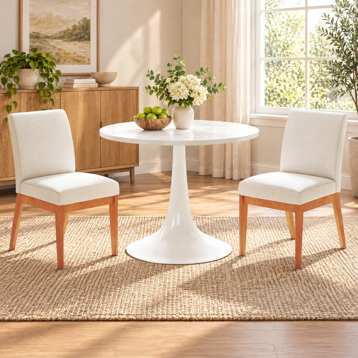 Airfind Upholstered Dining Chairs Set of 2 Kitchen Armless Side Chairs with Rubber Wood Legs, Chair 330 lbs Capacity, 17.5 x 23 x 34 Footprint