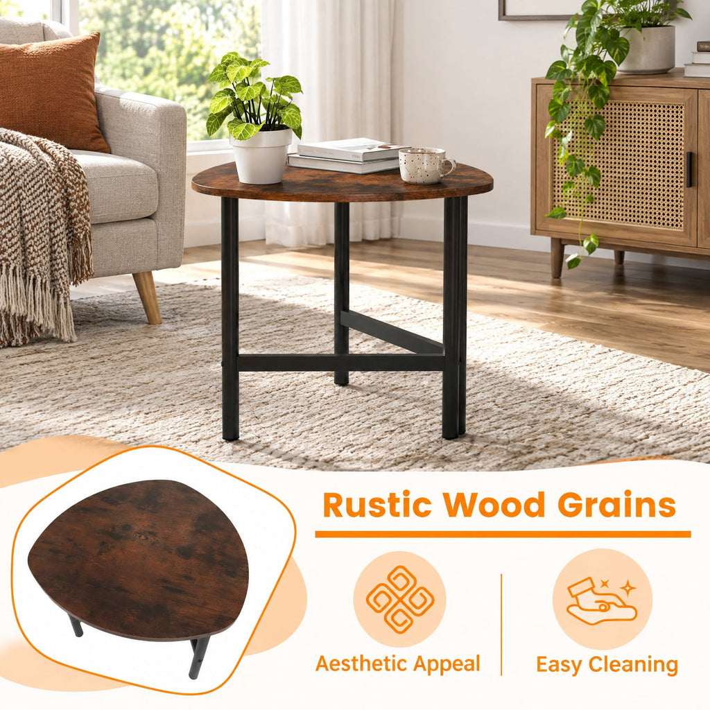 Airfind Set of 2 Triangle Coffee Table with Metal Legs, 132 lbs Capacity, Engineered Wood Metal Frame, Rustic Brown