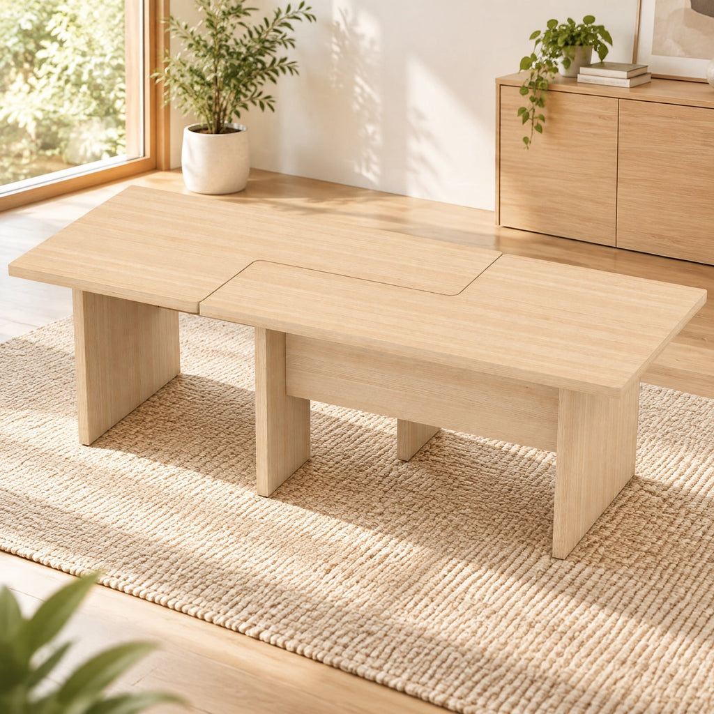 Airfind Modular Coffee Table Set of 2 L Shaped Center Tables for Small Space, 155 Lbs Capacity, Engineered Wood, 35.5 Inch X 20 Inch X 16.5 Inch, Oak