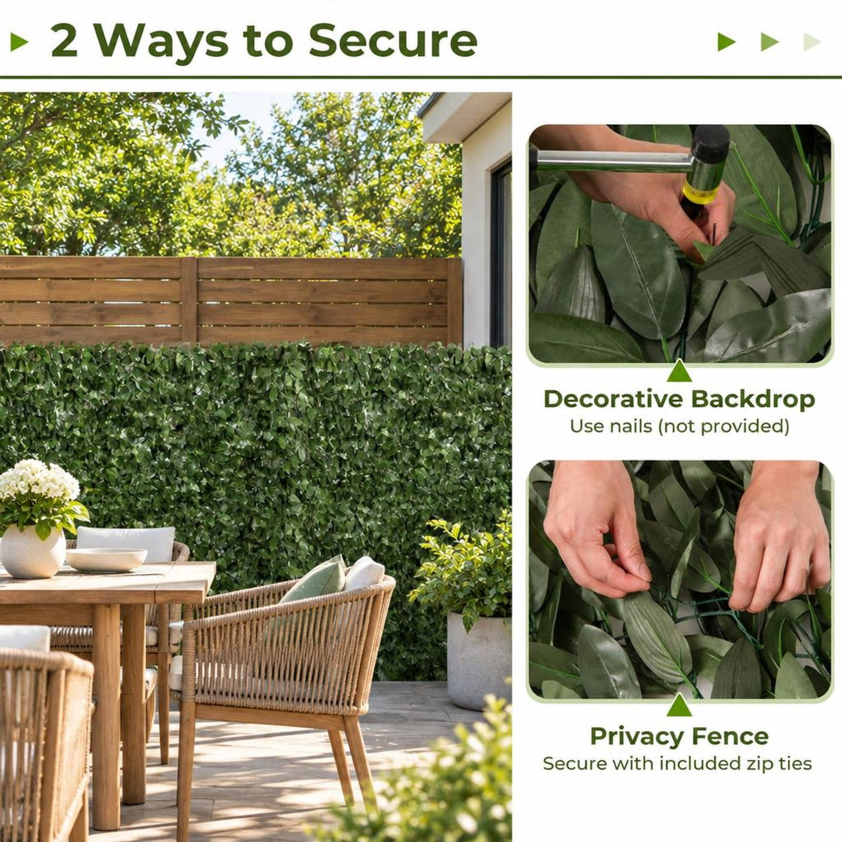 Airfind Artificial Lily Leaf Privacy Fence for Garden Yard Balcony Deck, Polyester Fabric Each Frame, 120 x 40 Rolling Footprint, Dark Green