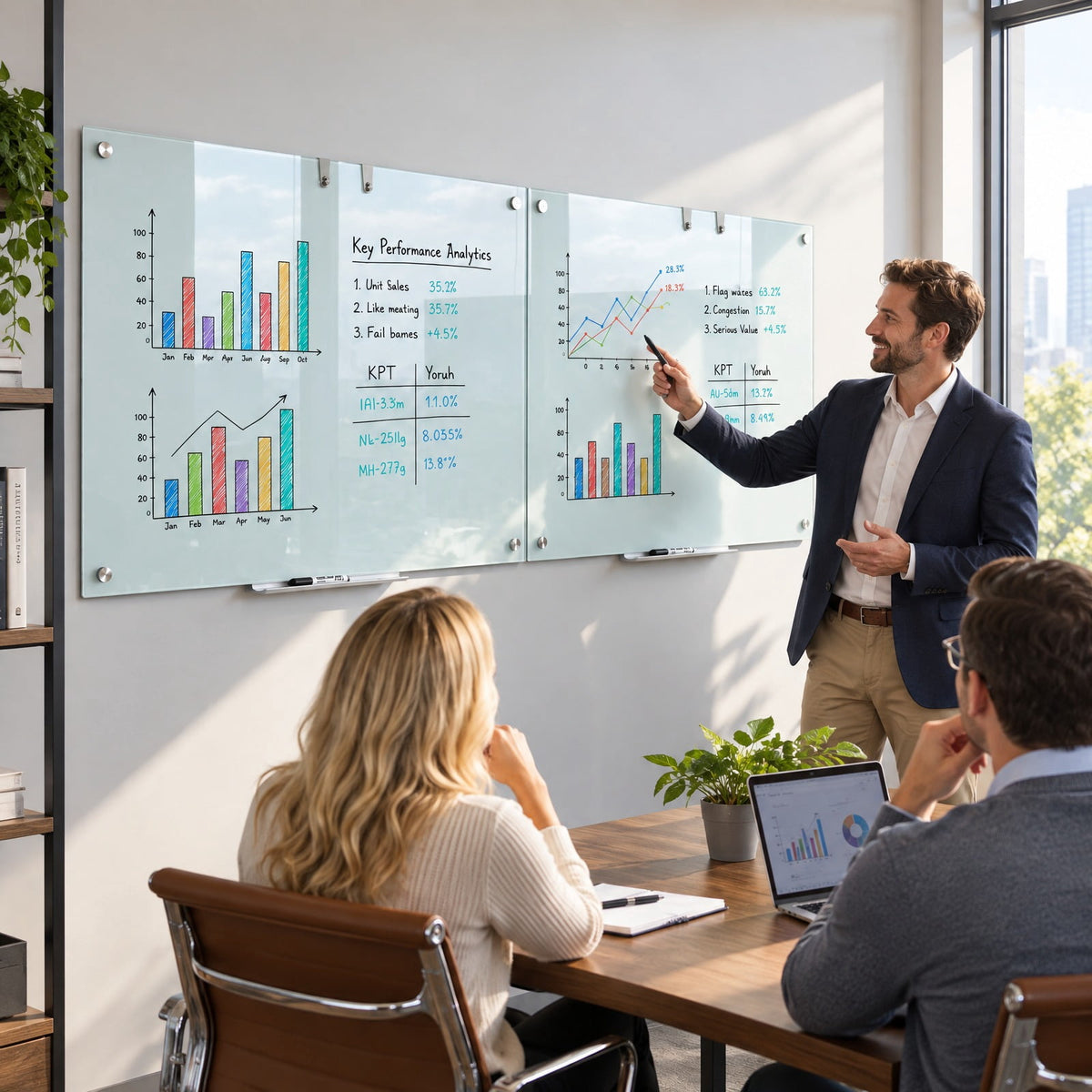 Airfind 36 x 24 Inches Glass Whiteboard with Eraser and Removable Tray, Tempered Glass Galvanized Metal Frame, 36 x 24 x 0.16 Footprint, White