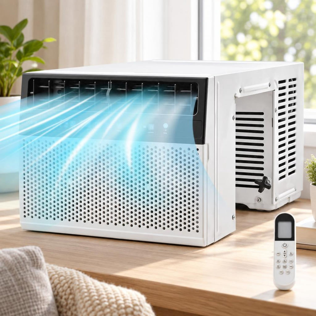 Airfind 12000 BTU Window Air Conditioner with Remote, 6 Modes, Sleep Timer, Washable Filter, for Rooms up to 600 Sq Ft, White