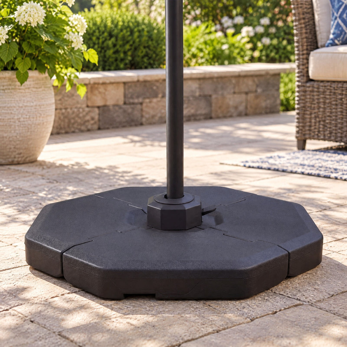 Airfind 4 Pieces Patio Cantilever Offset Umbrella Weights Base Plate Set, PE Frame, 41 Inch x 41 Inch x 5.5 Inch (L x W x H) Each plate Footprint, Black