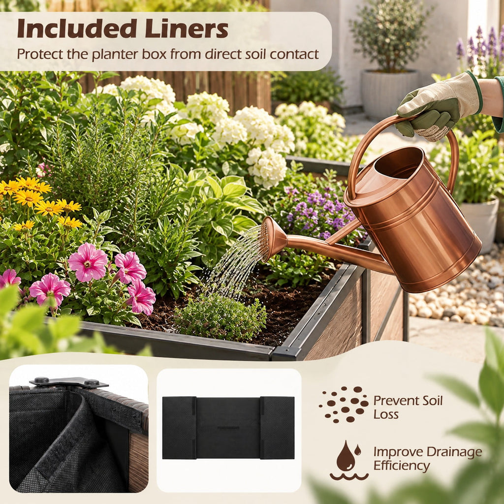 Airfind Raised Garden Bed with Legs and Removable Liner for Vegetables Herbs Patio, Planter 176 lbs Total Capacity, PE Rattan Metal Fabric Frame