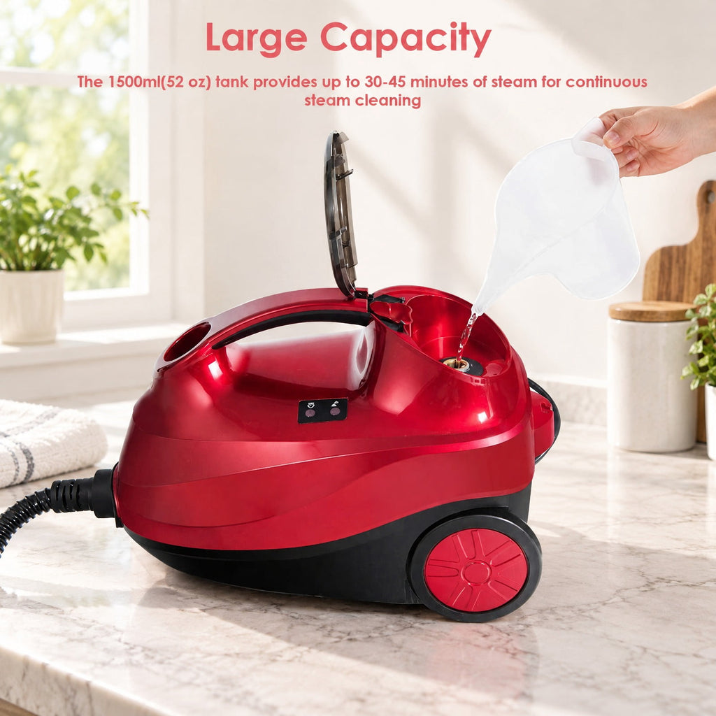 Airfind 2000W Heavy Duty Multi-purpose Steam Cleaner Mop with Detachable Handheld Unit, ABS Frame, : 10 x 17 x 10 Footprint, Red