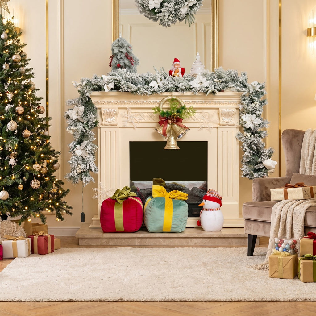 Airfind 9 Feet Pre-Lit Artificial Christmas Garland with 50 LED Lights, New PVC new PE Frame, 9 ft Footprint, White