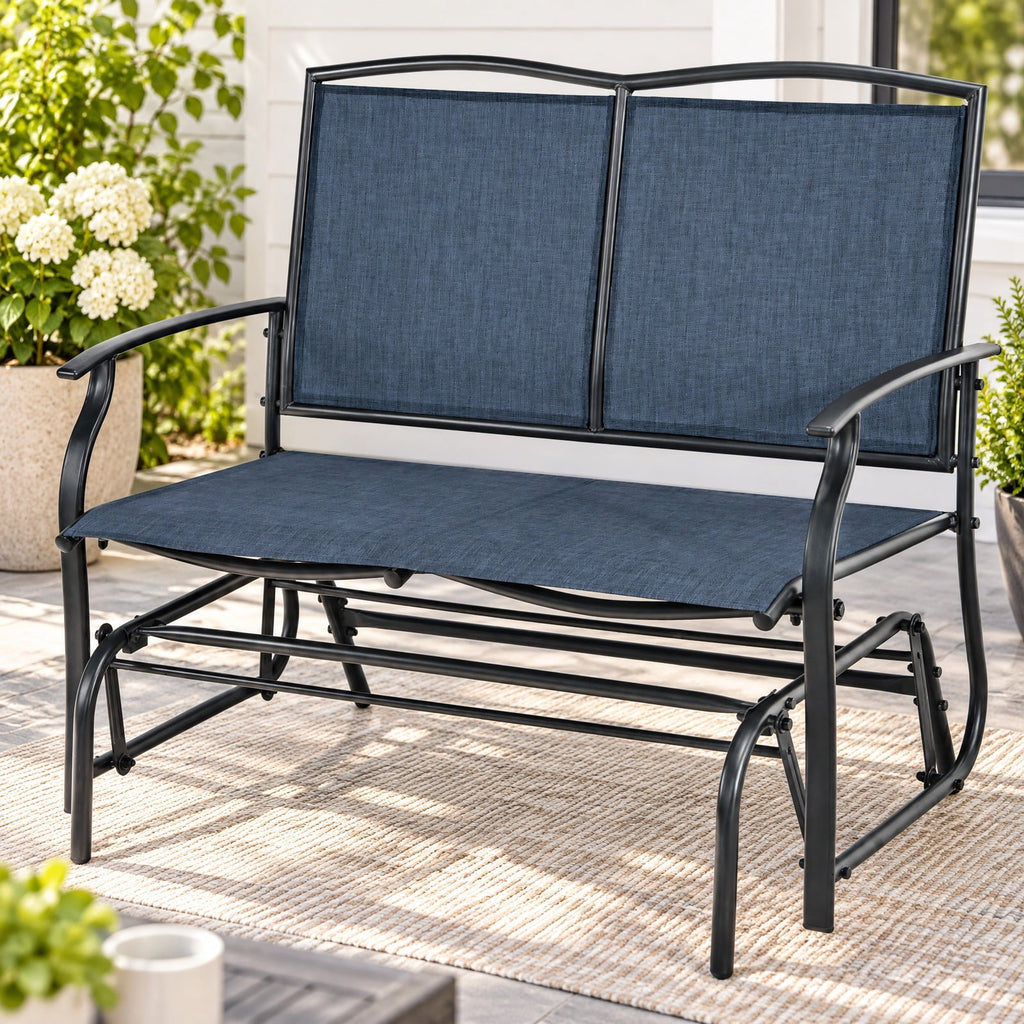 Airfind Iron Patio Rocking Chair for Outdoor Backyard and Lawn, 396 lbs Product weight: 23.5 lbs Capacity, Steel and textilene Frame, Navy
