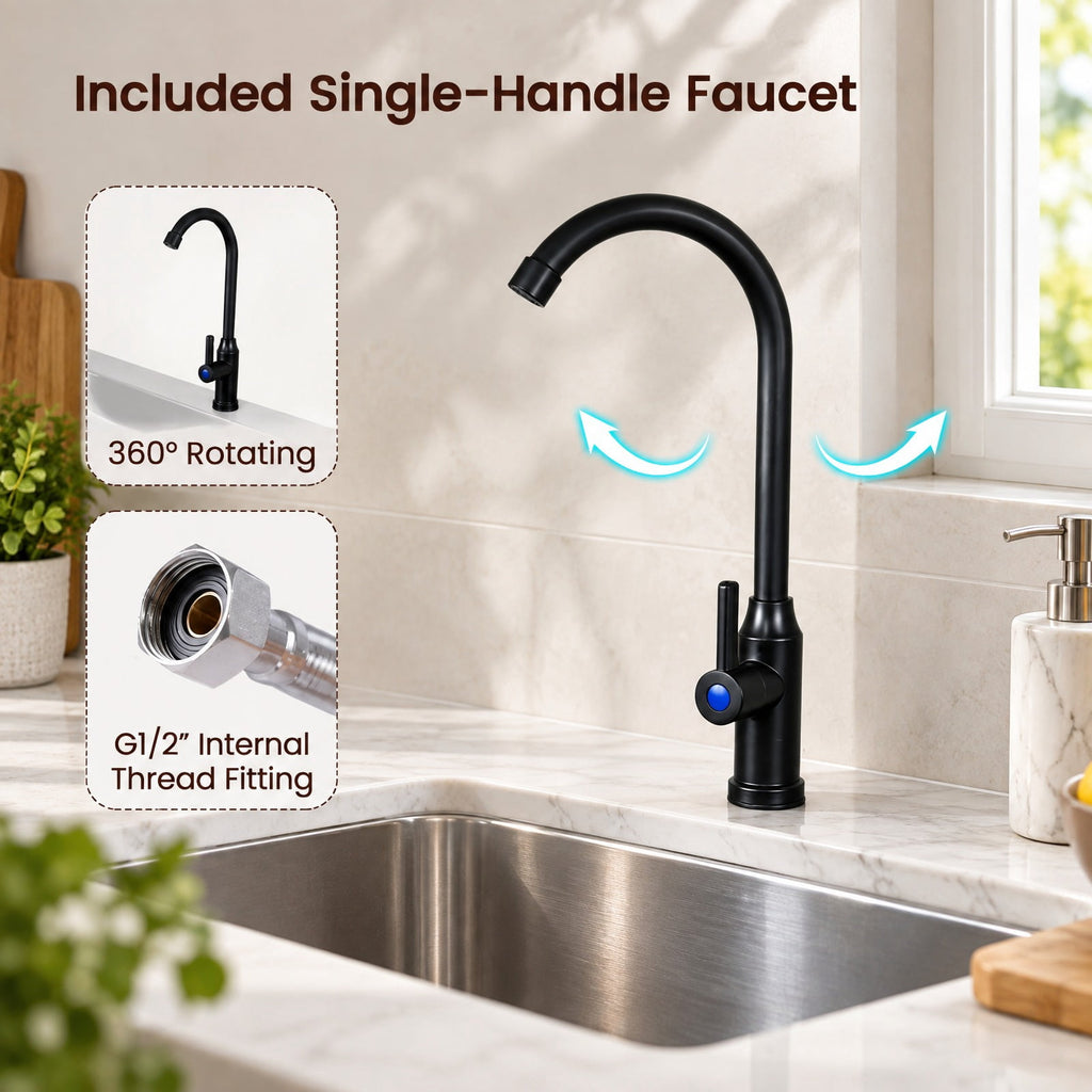 Airfind 100L Utility Sink Laundry Tub with Rotating Faucet and Storage Shelf, Sink 155 lbs Capacity, Metal ABS PP PE Stainless Steel Frame, Black