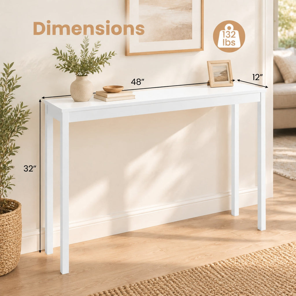 Airfind Wooden Console Table Modern Farmhouse Sofa Table with Thickened Top, 132 lbs Capacity, Rubber Wood MDF Frame, 48 x 12 x 32 Footprint