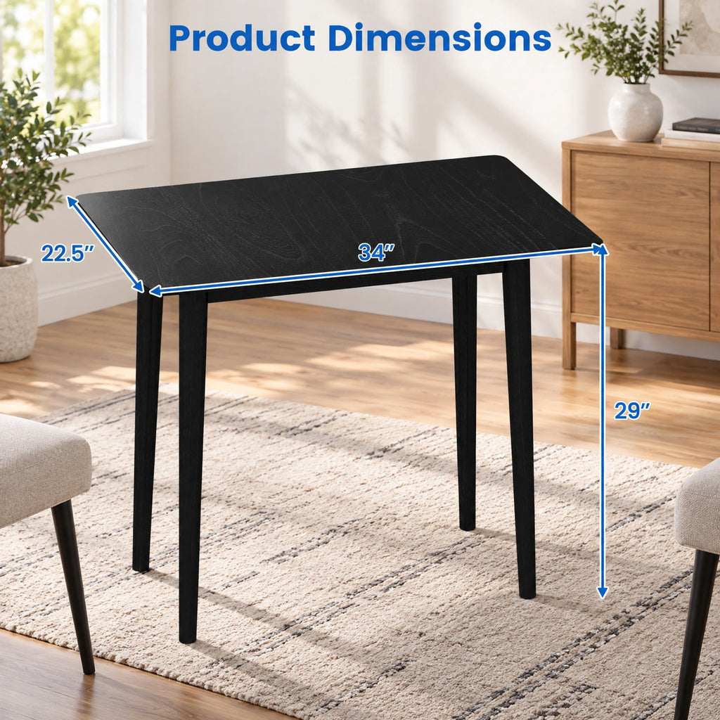 Airfind Rectangular Wooden Dining Table for 2-4 34 Inch Farmhouse Solid Wood Kitchen Table, 165 lbs Capacity, MDF Rubber Wood Rectangular Frame