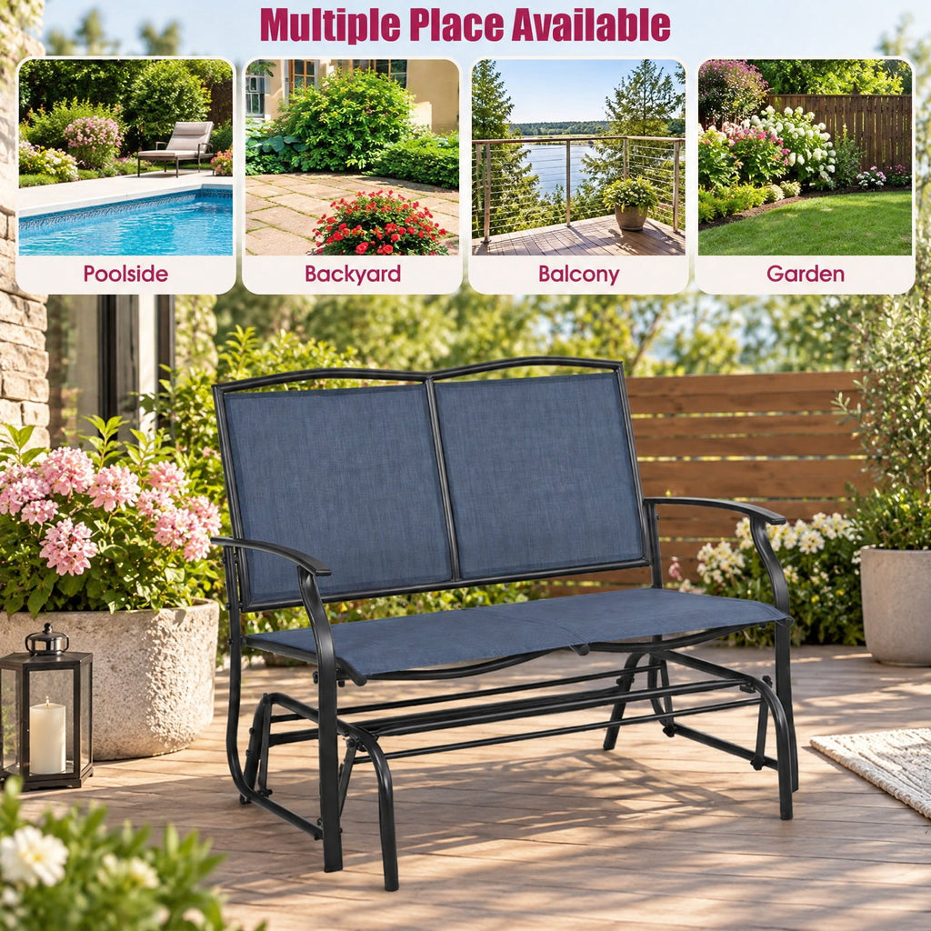 Airfind Iron Patio Rocking Chair for Outdoor Backyard and Lawn, 396 lbs Product weight: 23.5 lbs Capacity, Steel and textilene Frame, Navy