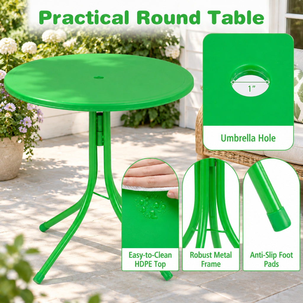 Airfind Kids Outdoor Table and Chair Set with 2 Folding Chairs and Height Adjustable Umbrella, 165 lbs Capacity, for 3-6 Years Old, Beige