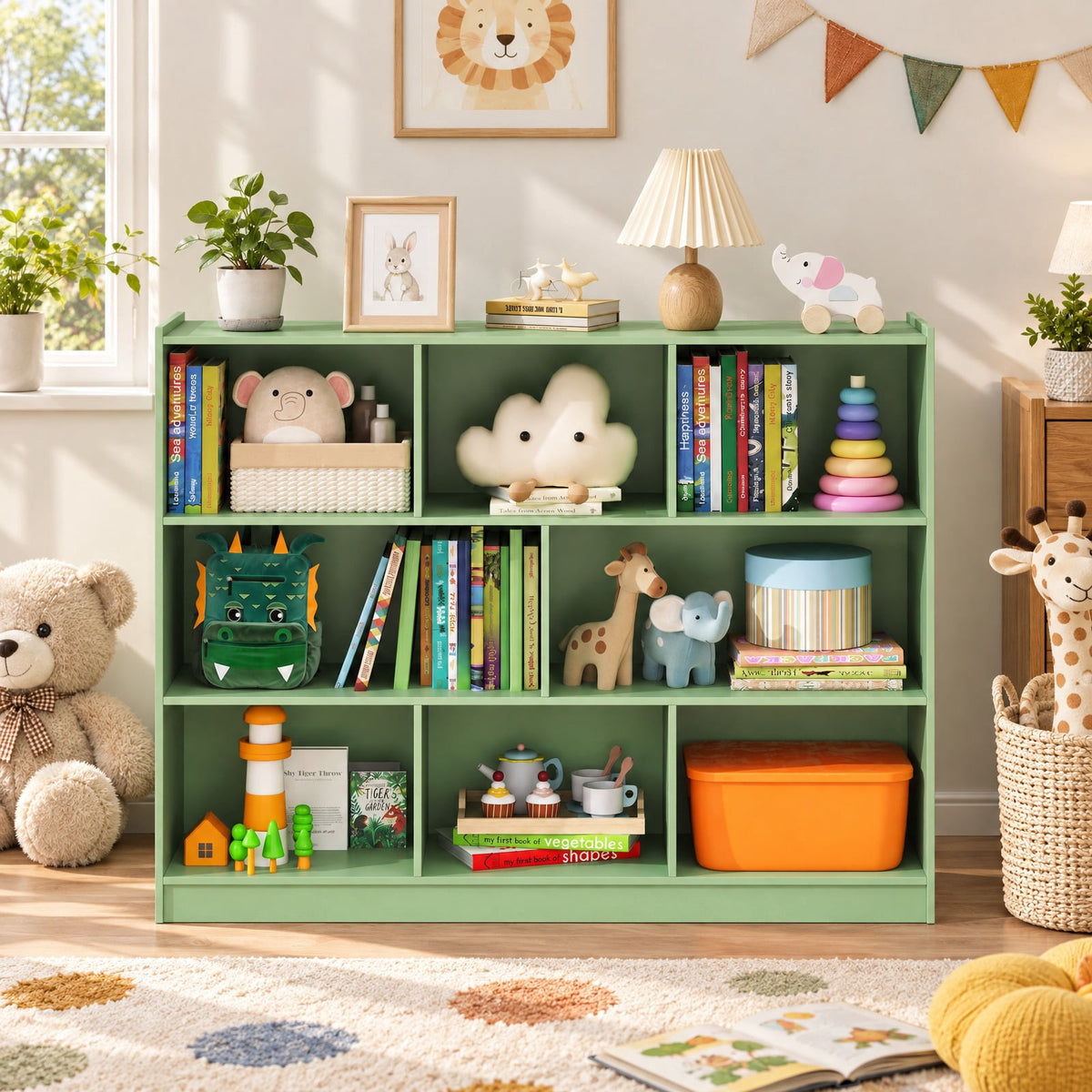 Airfind 3-Tier Open Bookcase 8-Cube Floor Standing Storage Shelves, 132 lbs Capacity, Engineered wood MDF Frame, 48 x 12.5 x 36.5 Footprint