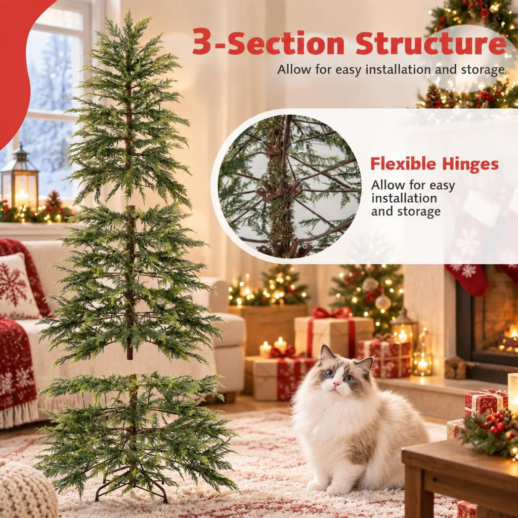Airfind 7.5 Feet Artificial Christmas Tree with Branch Tips and Colorful LED Lights, Green, a light controller for convenient operation