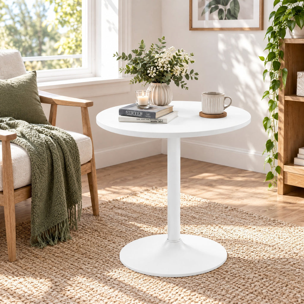 Airfind Round Bistro Table 40 Inch Bar Height Tall Coffee Cocktail Table, 120 Lbs Capacity, MDF Metal for Convenient Everyday Use, White