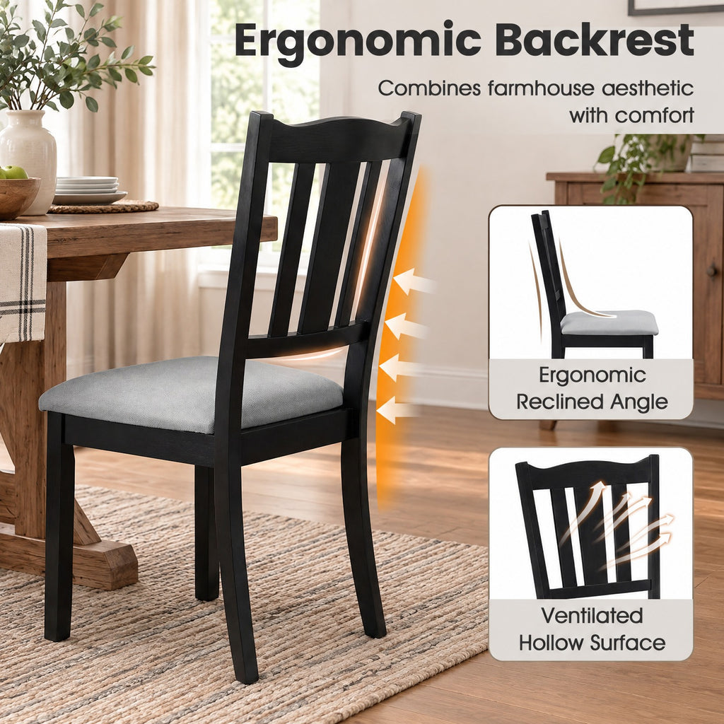 Airfind Set of 2 Wooden Dining Chair with Hollow Back and Soft-padded Cushion, 330 lbs Capacity, Rubberwood Fabric Sponge Engineered Wood Frame