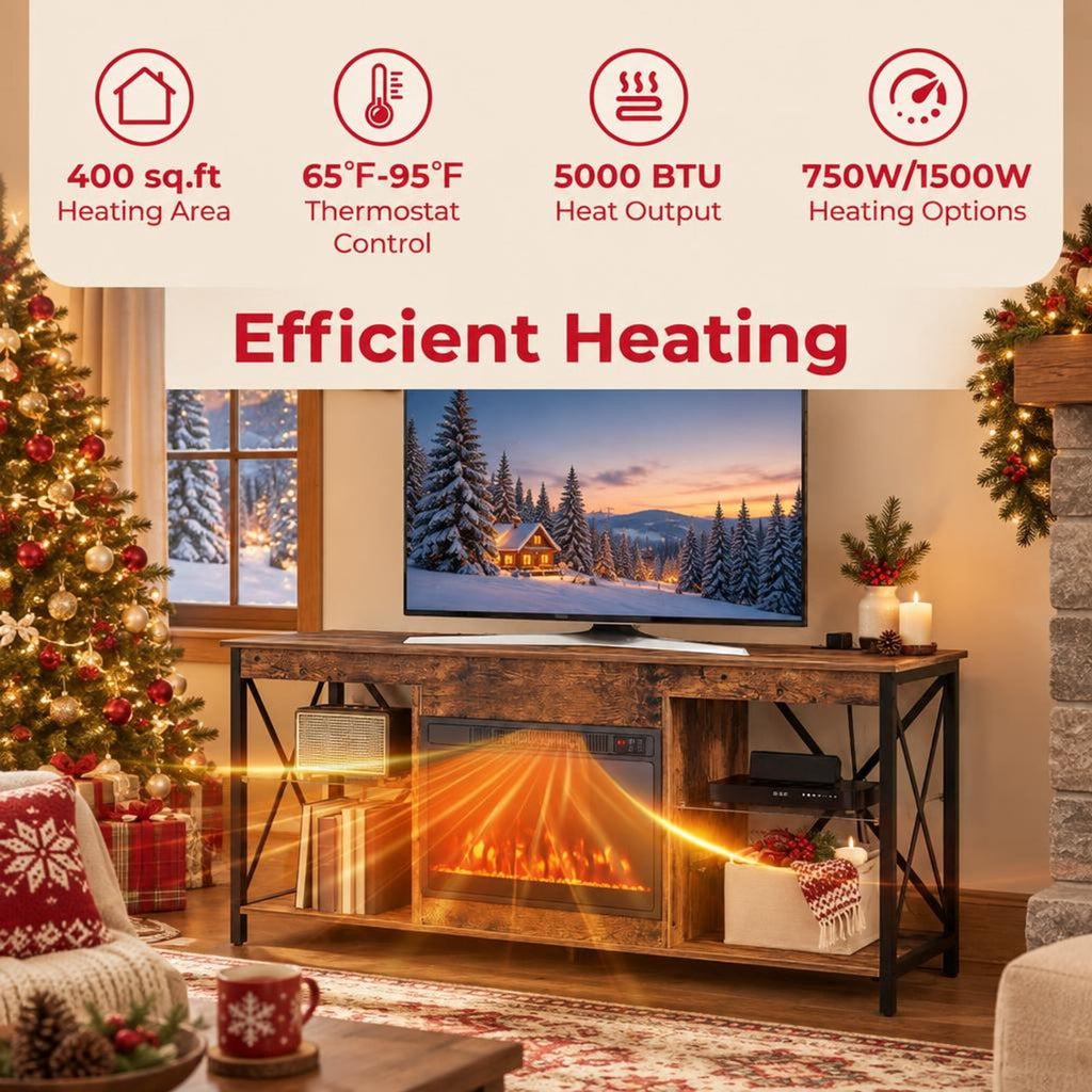 Airfind 23 Inches 750W/1500W Electric Fireplace Heater featuring Adjustable Flame Color and Brightness, Metal Tempered Glass Frame, Black