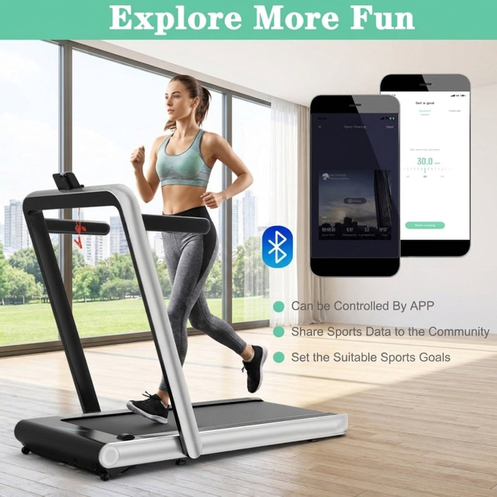 Airfind 4.75HP 2-in-1 Walk-to-Run Folding Treadmill with APP Sync, Silver