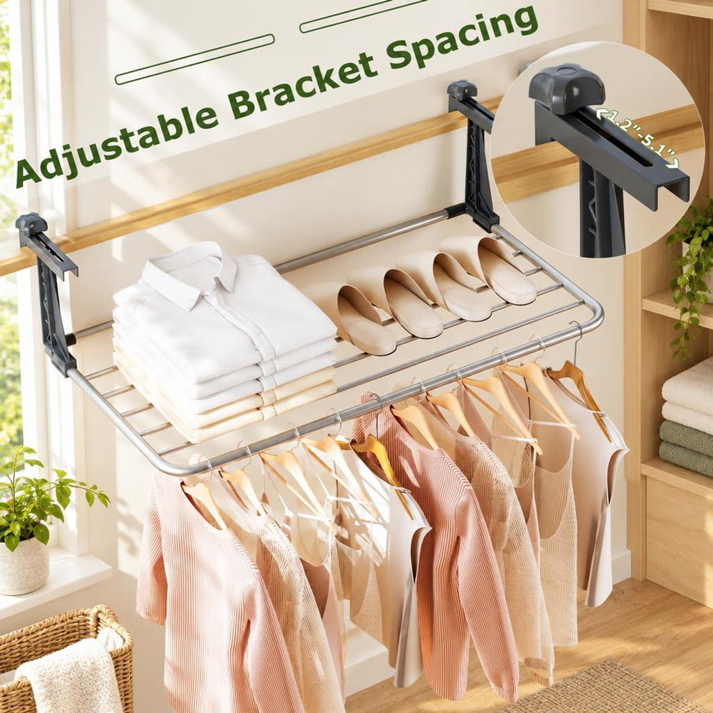 Airfind Portable Clothes Drying Rack Aluminum Towel Rack with Adjustable and Foldable Brackets, Aluminum Plastic Frame, 31 × 17 × 9 Footprint
