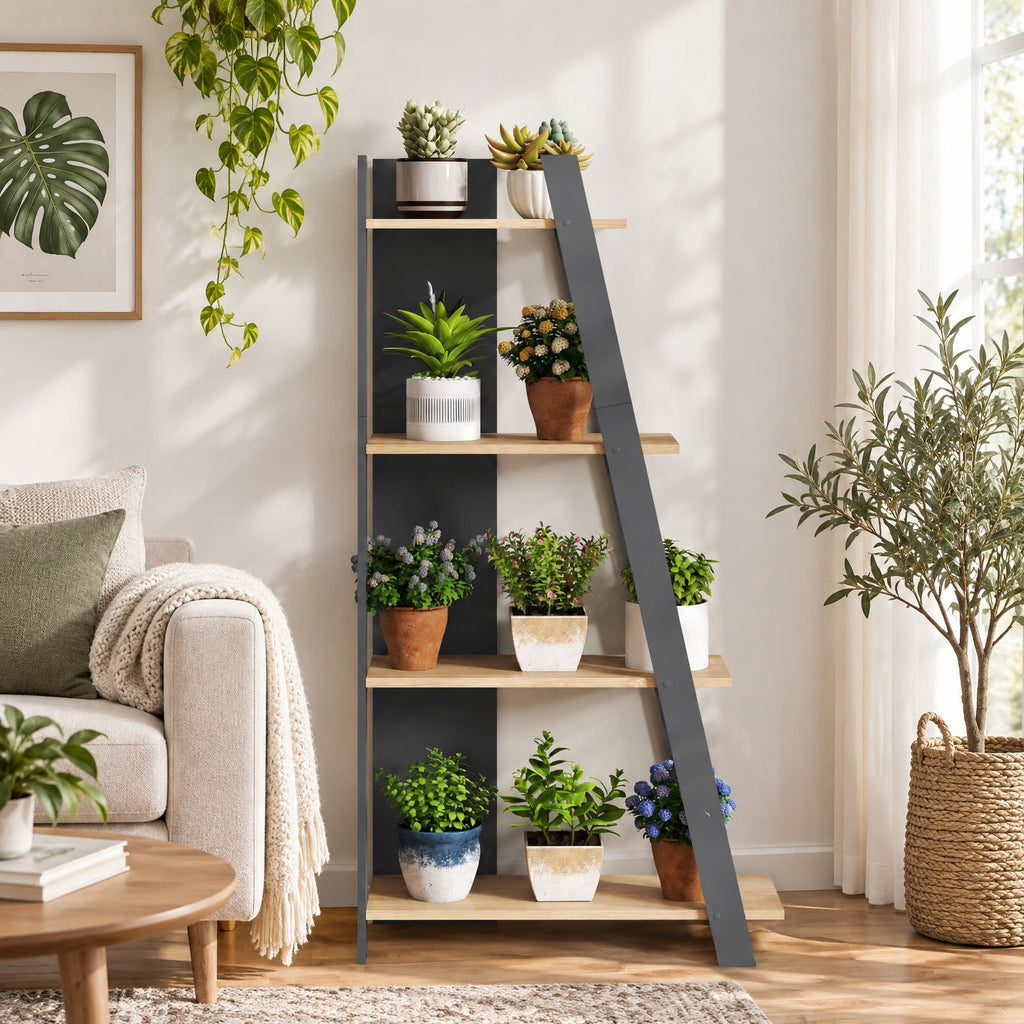 Airfind 4-Tier Modern Bookshelf Wooden Vertical Display Book Shelf for Small Space, Shelf 51 lbs Total Capacity, Engineered Wood Frame