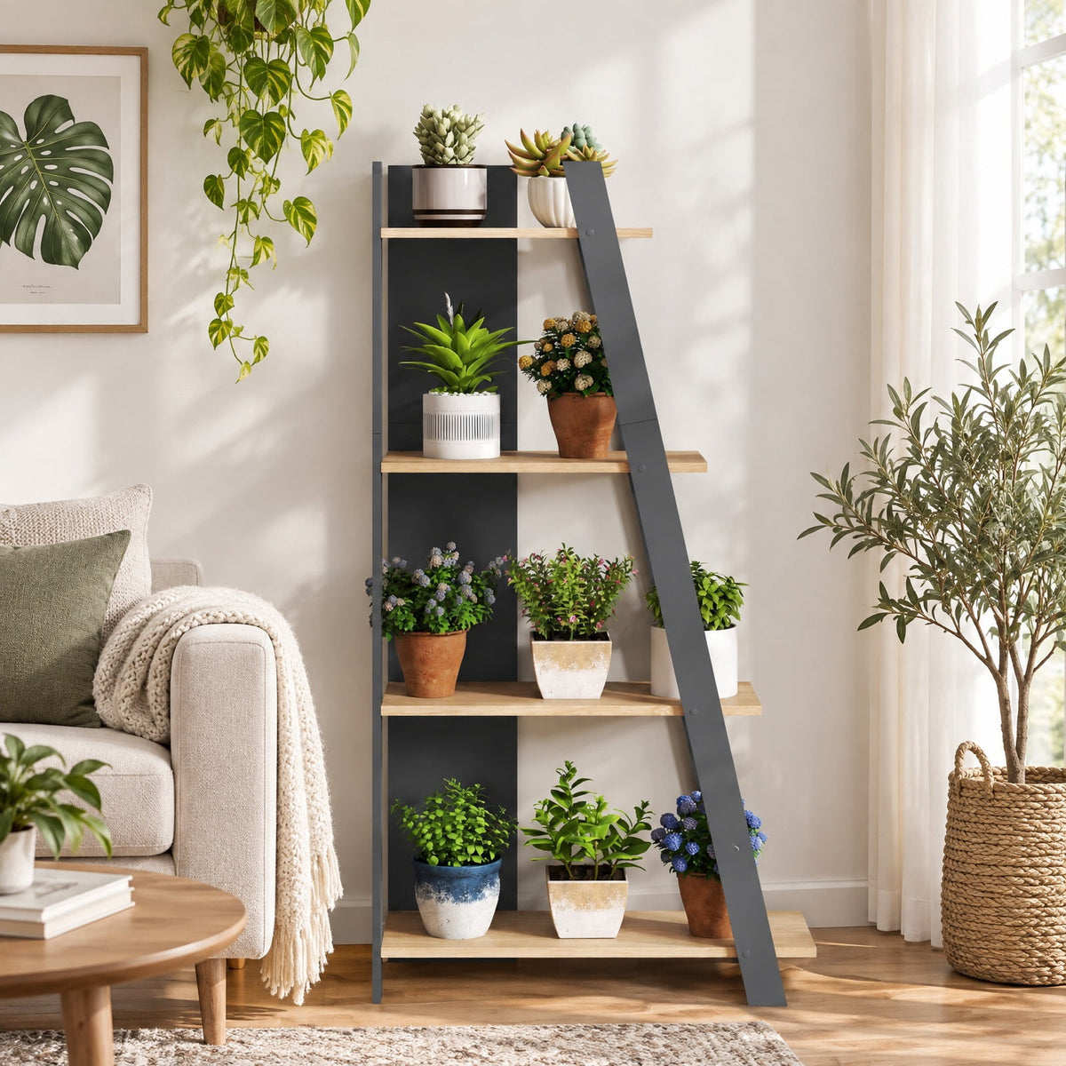 Airfind 4-Tier Modern Bookshelf Wooden Vertical Display Book Shelf for Small Space, Shelf 51 lbs Total Capacity, Engineered Wood Frame