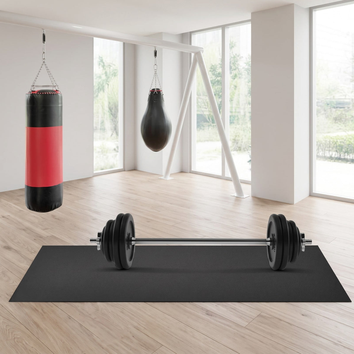 Airfind 78 Inch Long Thicken PVC Equipment Mat for Treadmill and Exercise Bike to Protect Home and Gym Wood Floors, Black