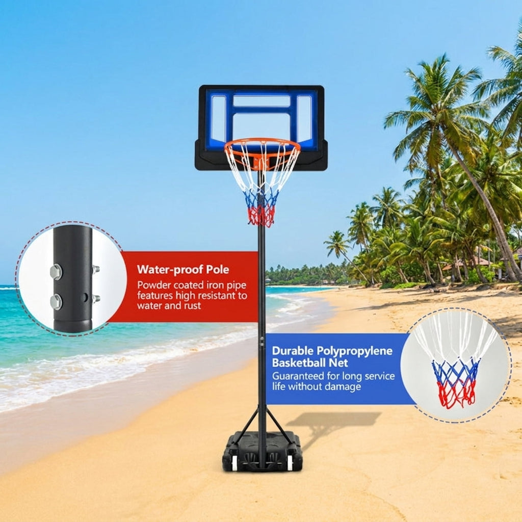 Airfind Portable Basketball Goal with Adjustable Height (4.3-8.2 ft Range) Stabilizing Base, Blue